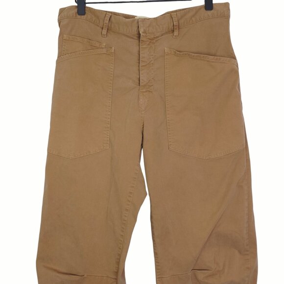 Nili Lotan Shon Pant Rust Brown Barrel Leg Cotton Twill Size 6 - Picture 5 of 10